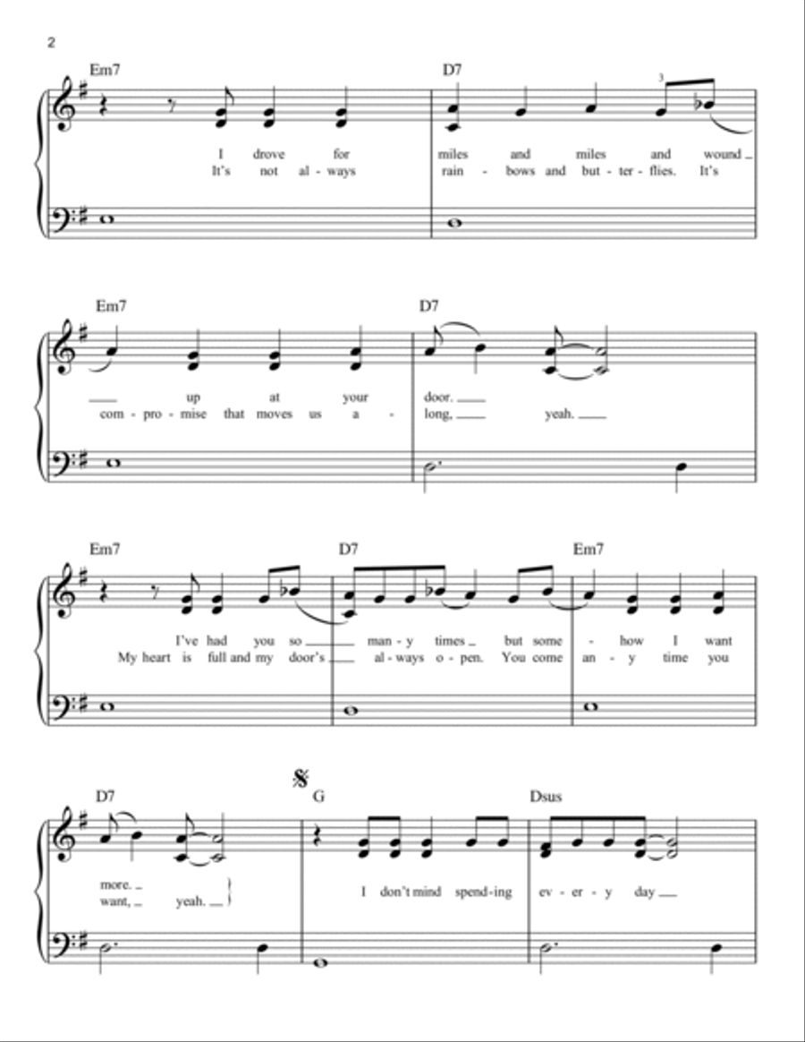 She Will Be Loved Easy Piano scores gallery preview page 2