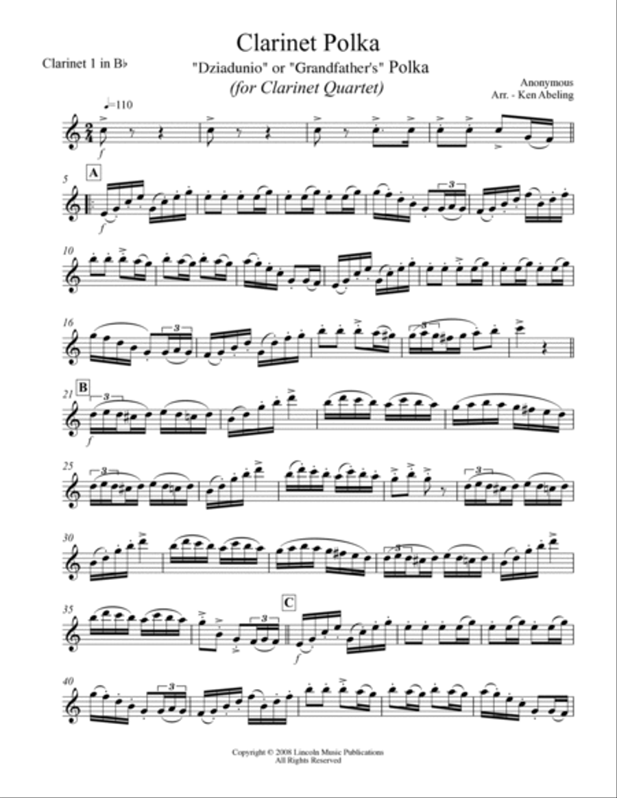 Clarinet Polka (for Clarinet Quartet) Clarinet Quartet scores gallery preview page 5