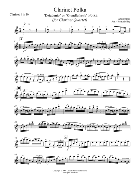 Clarinet Polka (for Clarinet Quartet) image number null