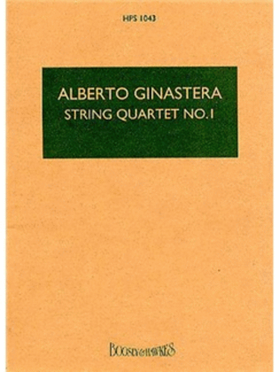 Book cover for String Quartet No. 1, Op. 20