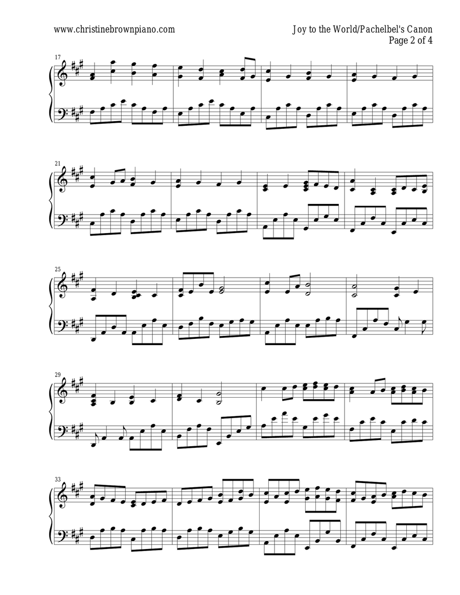 Joy to the World / Pachelbel's Canon Piano Solo scores gallery preview page 3