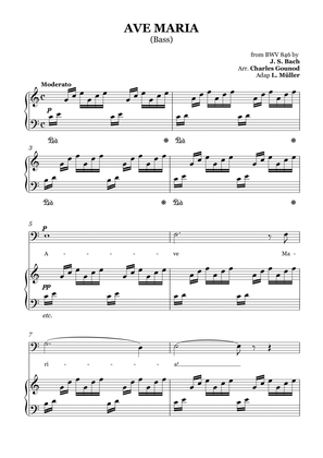 AVE MARIA - Bach/Gounod. For Soloist Bass in C Major with Piano Accompaniment