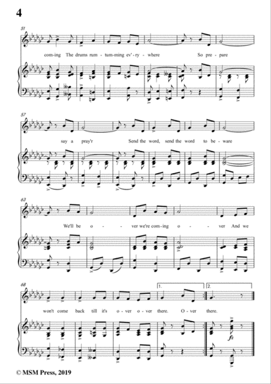 George M. Cohan-Over There,in G flat Major,for Voice&Piano Voice scores gallery preview page 6