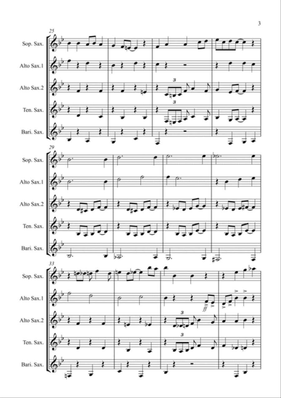 The Saints (jazzy style!) for Saxophone Quintet Saxophone Quintet scores gallery preview page 3
