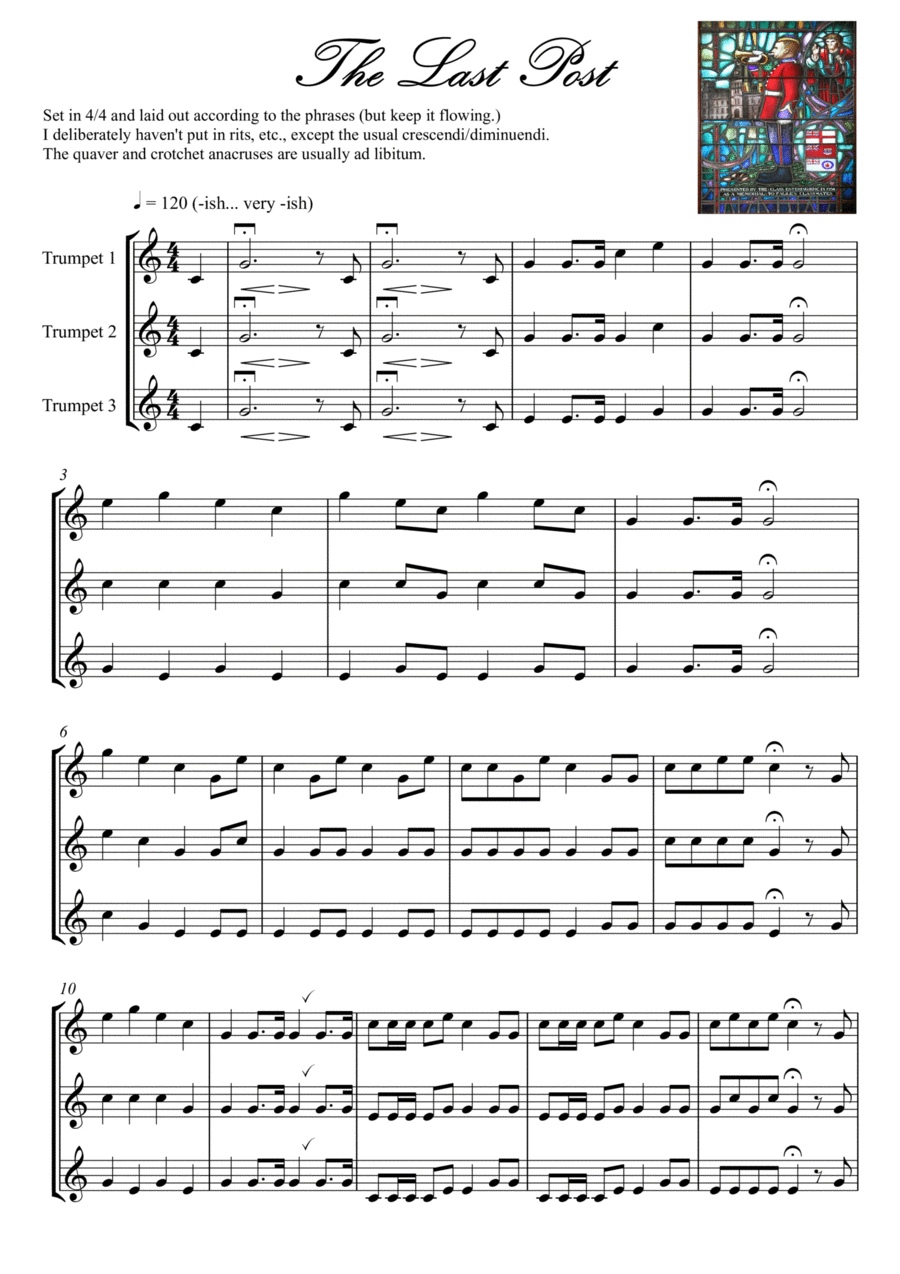 The Last Post - Trumpet/Bugle Trio Brass Trio scores gallery preview page 1