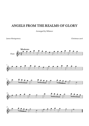 Angels from the realms of glory in F Flute Easy Christmas carol