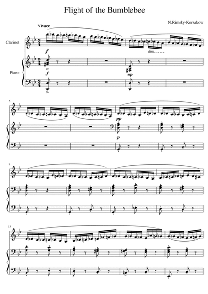 N.Rimsky-Korsakow: Flight of the Bumblebee for B♭Clarinet and piano