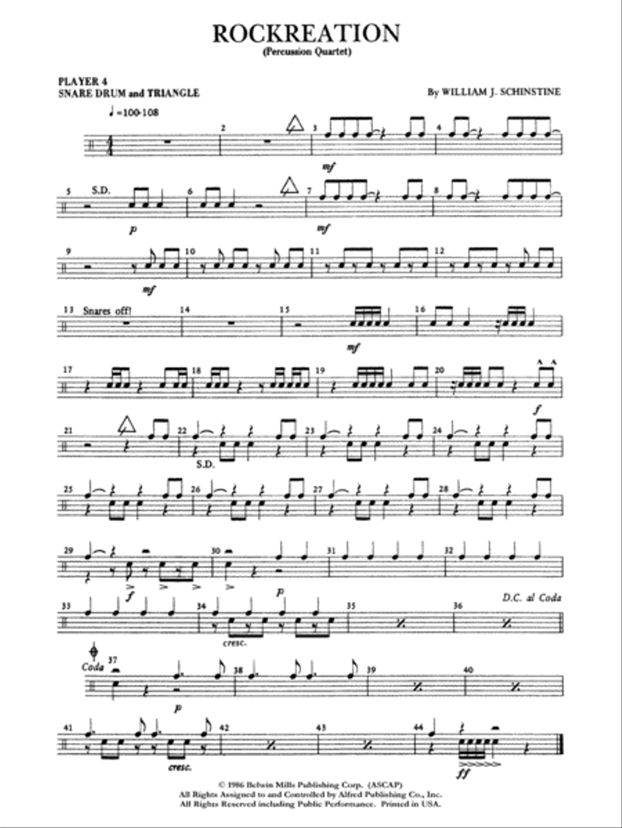 Rockreation: Triangle Rockreation: Triangle Percussion Ensemble scores gallery preview page 1