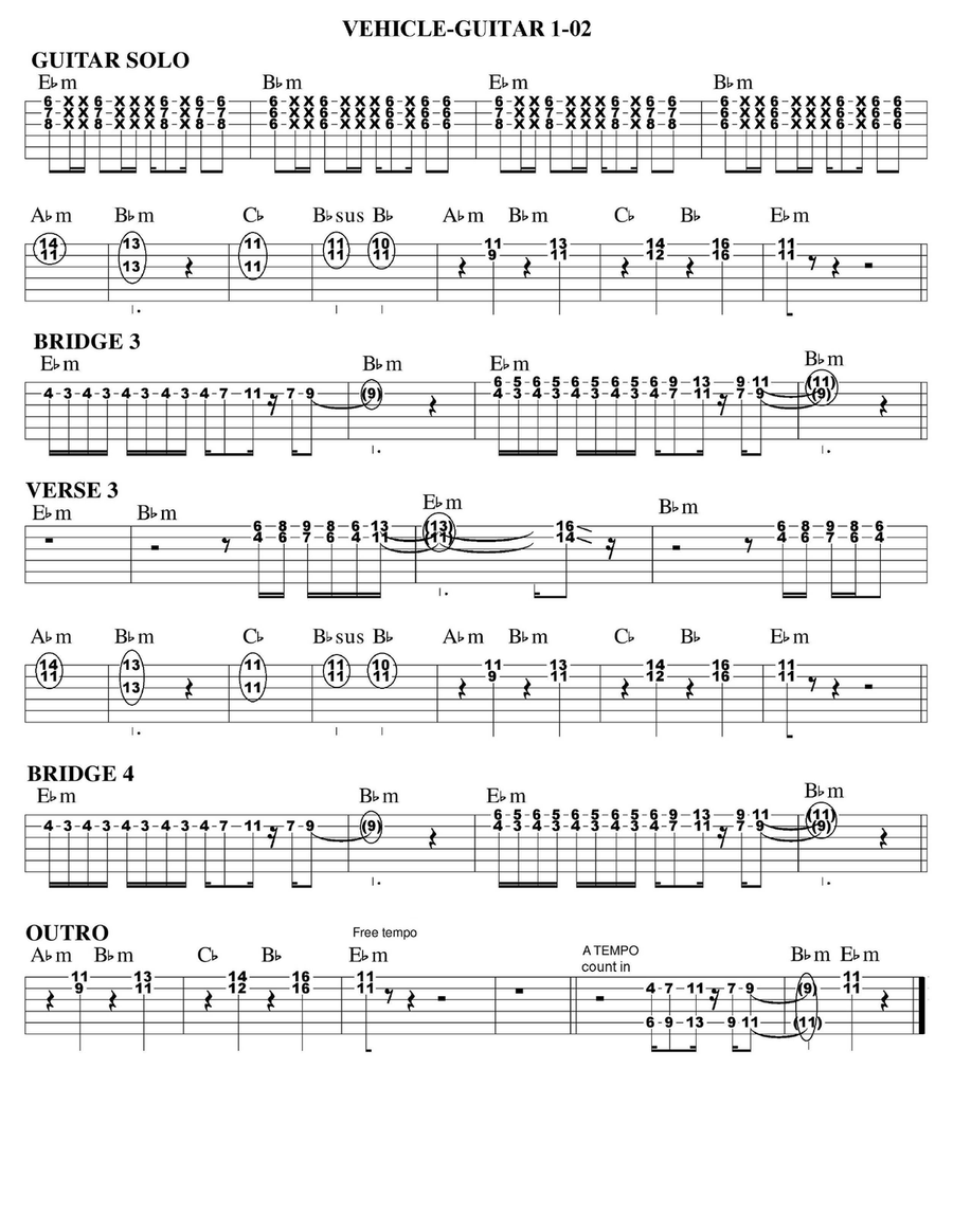 Vehicle Vehicle Guitar Tablature scores gallery preview page 2