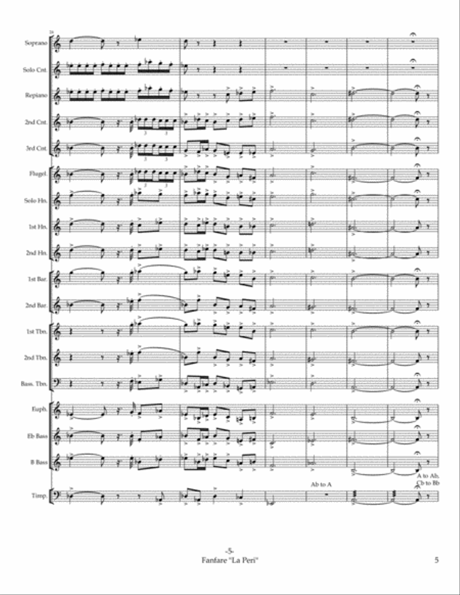 FANFARE Pour preceder La Peri (for Brass Band) Brass Band scores gallery preview page 5