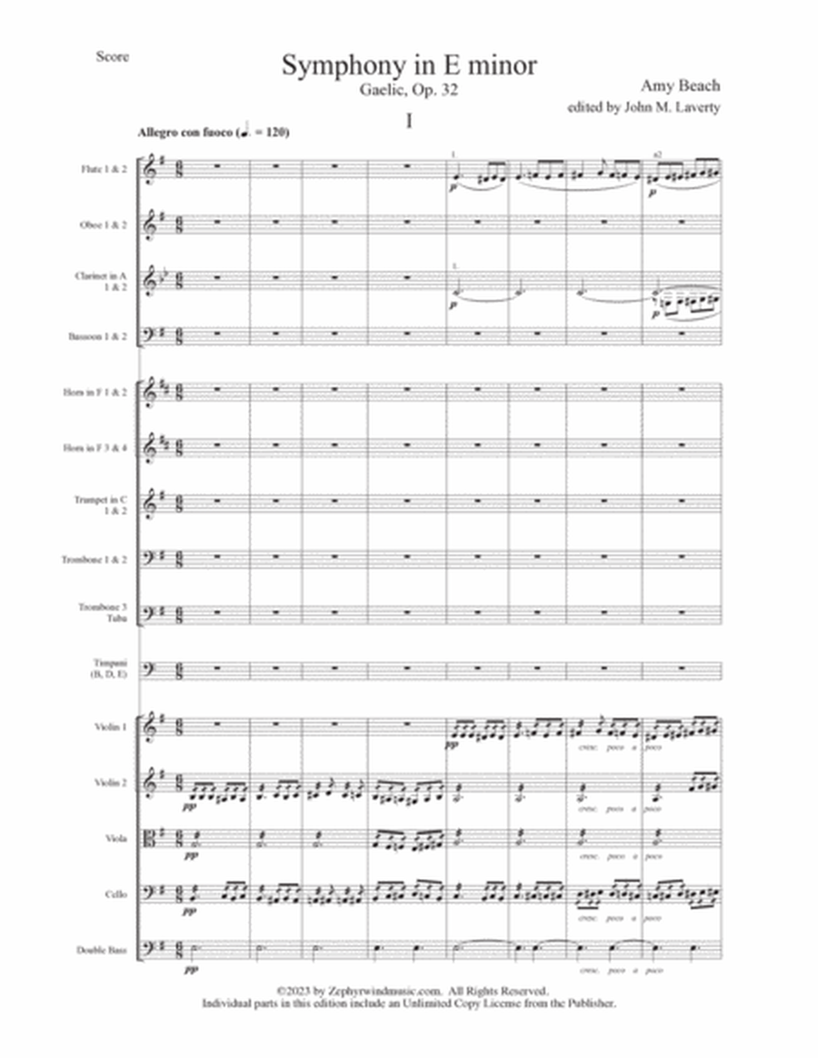 Gaelic Symphony, Movement I, Score and Parts