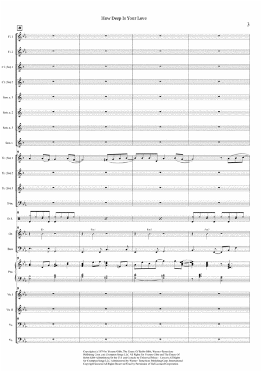 How Deep Is Your Love from the Motion Picture SATURDAY NIGHT FEVER Large Ensemble scores gallery preview page 4