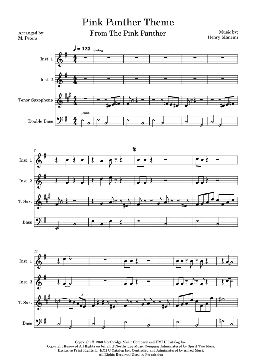The Pink Panther Small Ensemble scores gallery preview page 1