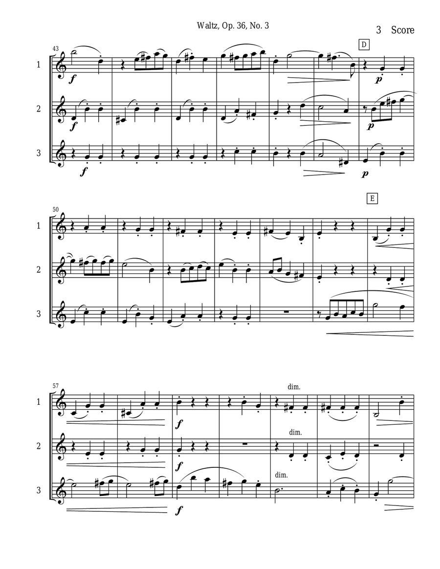 Waltz by Amy Beach set for Clarinet Trio Clarinet Trio scores gallery preview page 3