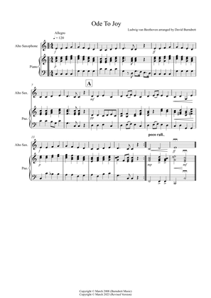 Ode To Joy for Alto Saxophone and Piano
