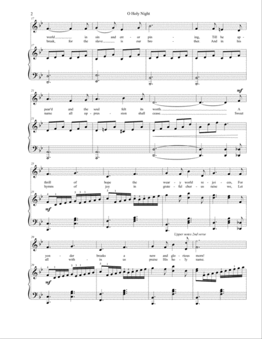 O Holy Night High Voice scores gallery preview page 4