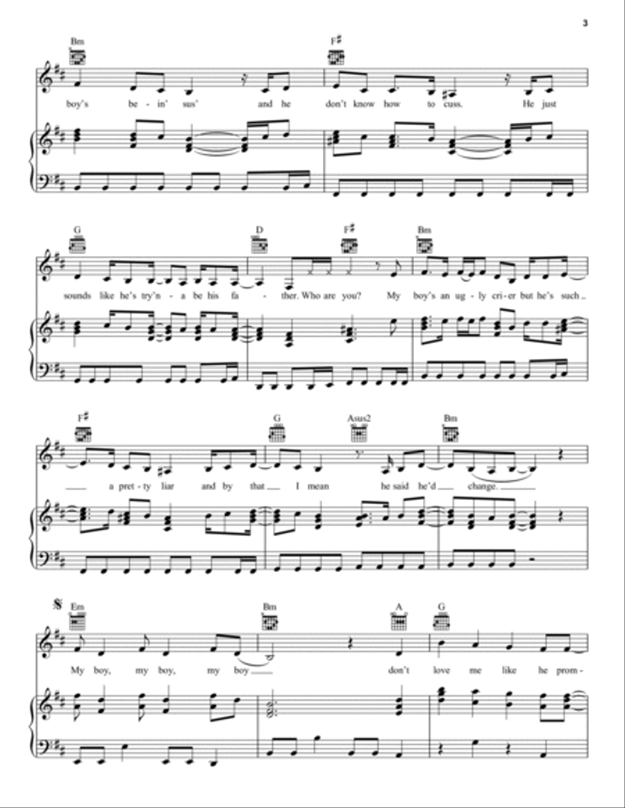 my boy my boy Piano, Vocal, Guitar scores gallery preview page 3