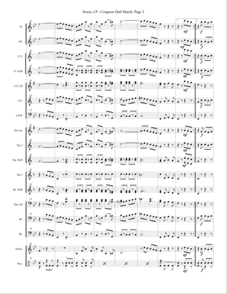 Congress Hall March - Extra Score Concert Band scores gallery preview page 3