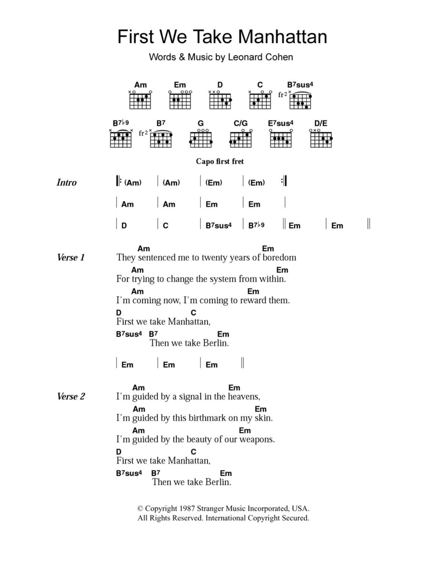First We Take Manhattan First We Take Manhattan Acoustic Guitar scores gallery preview page 1