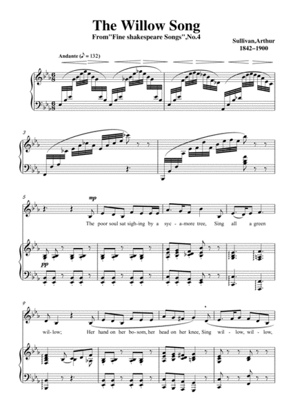 Sullivan-The Willow Song in E flat Major, for Voice and Piano image number null