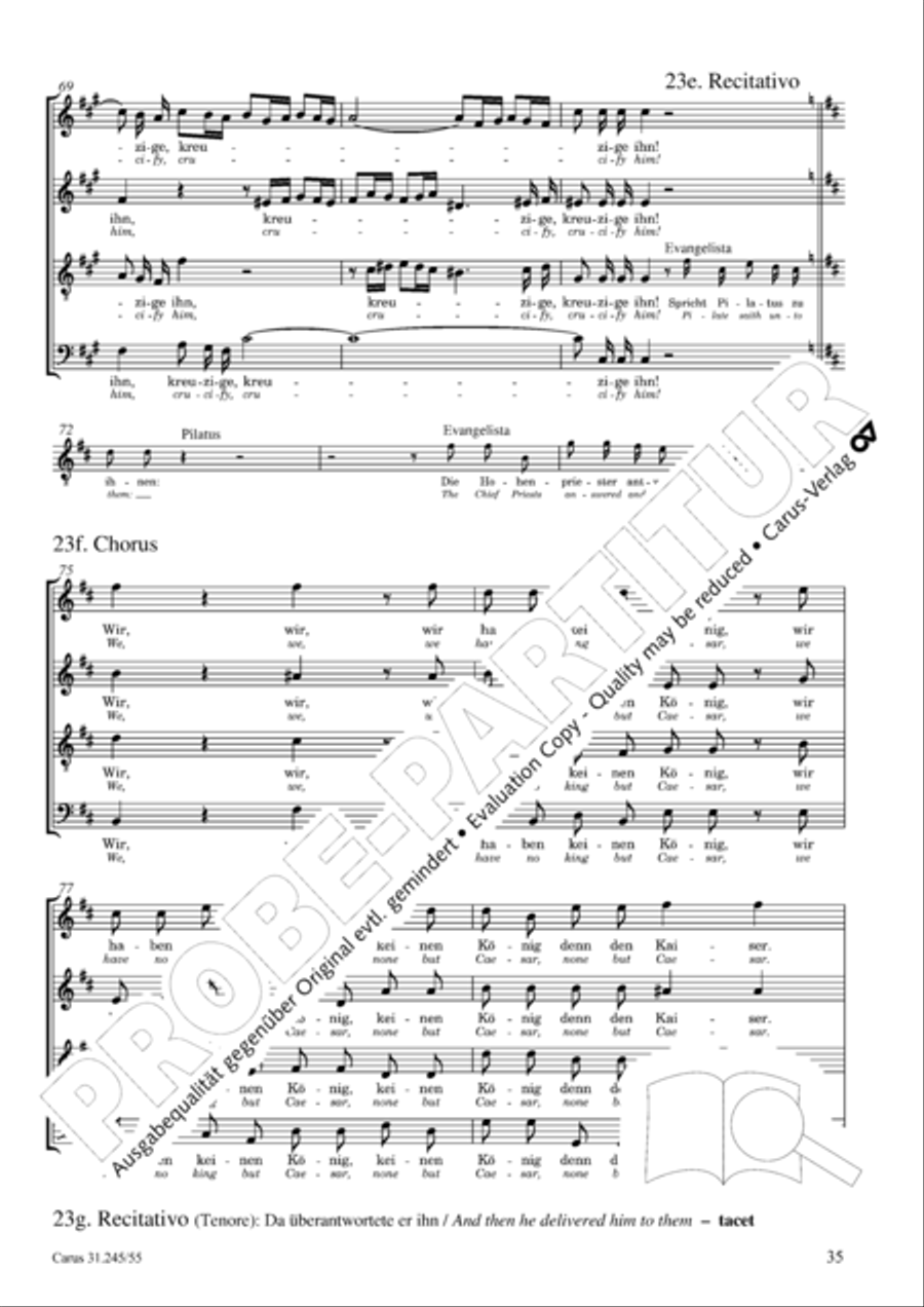 St. John Passion (Johannes-Passion) 4-Part scores gallery preview page 36
