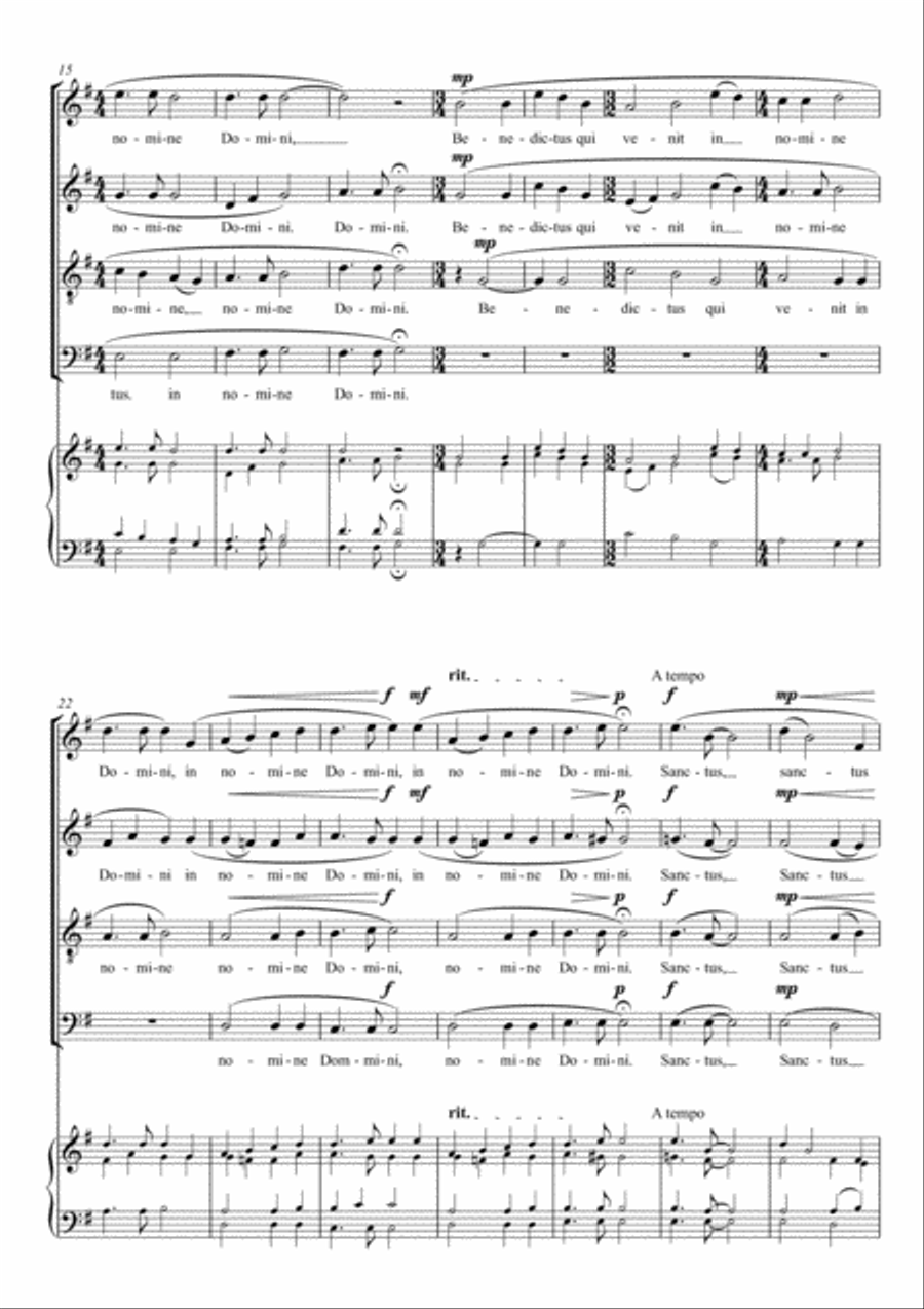 Sanctus (2016) (in Latin) in E minor for SATB choir, by Simon Peberdy 4-Part scores gallery preview page 3