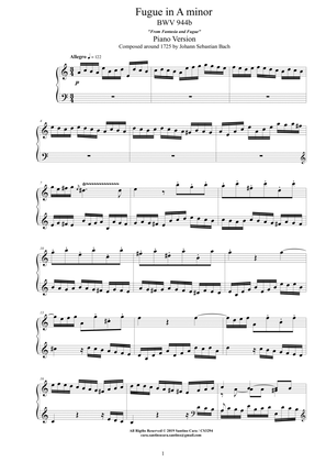 Bach - Fugue in A minor BWV 944b - Piano version