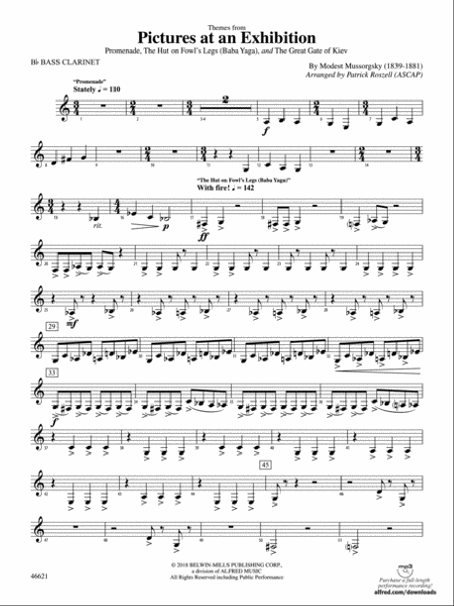 Pictures at an Exhibition: B-flat Bass Clarinet Concert Band scores gallery preview page 1