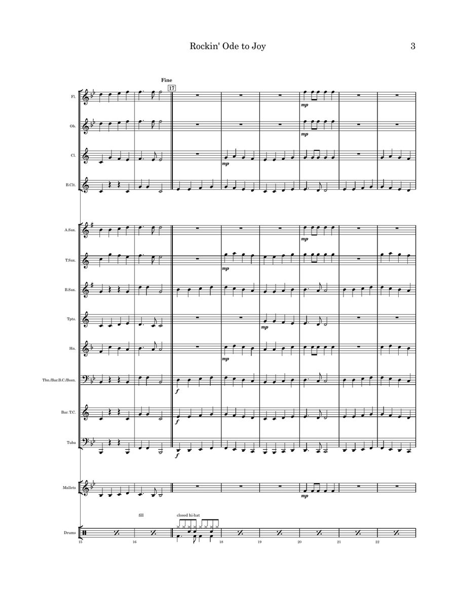 Rockin’ Ode to Joy Concert Band scores gallery preview page 4