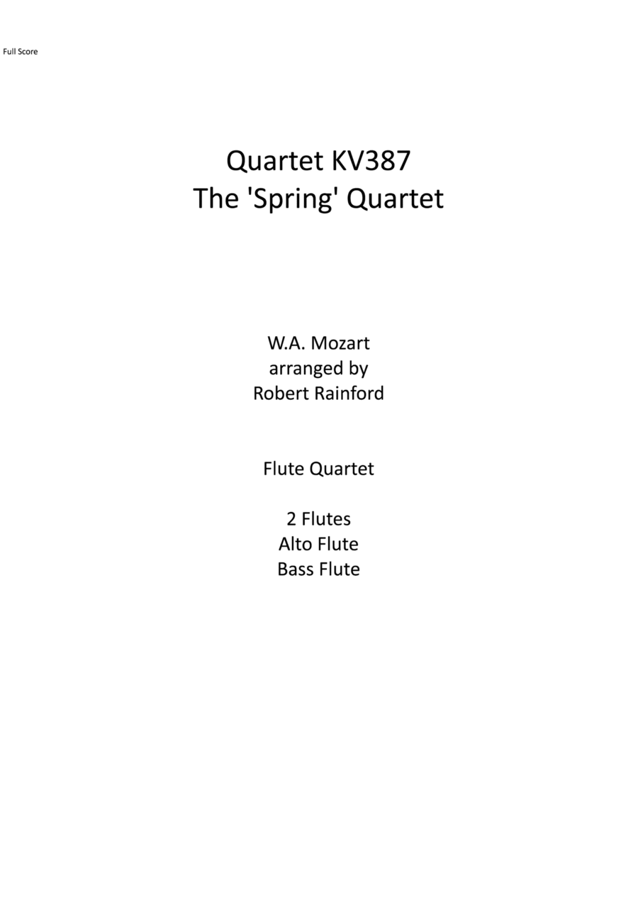 Quartet KV387 The Spring Quartet Set of Parts scores gallery preview page 1
