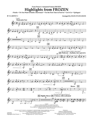 Book cover for Highlights from Frozen (arr. Sean O'Loughlin) - Bb Clarinet 2