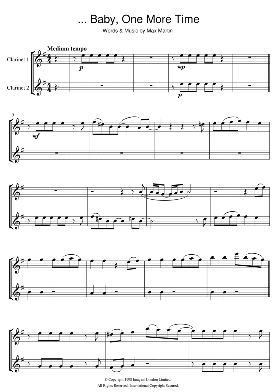 ...Baby One More Time Piano scores gallery preview page 1