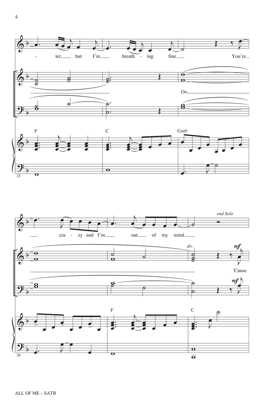 All Of Me (arr. Mac Huff) 4-Part scores gallery preview page 3