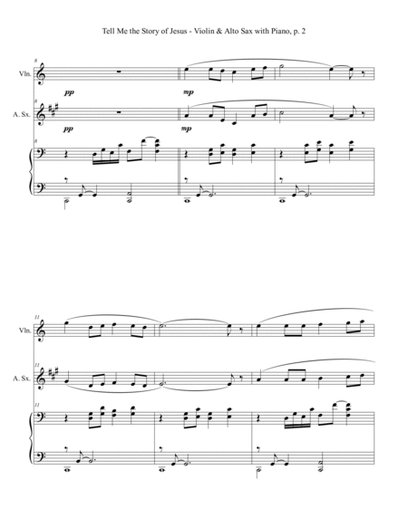 TELL ME THE STORY OF JESUS (for Violin and Alto Sax with Piano - Score/Parts) image number null