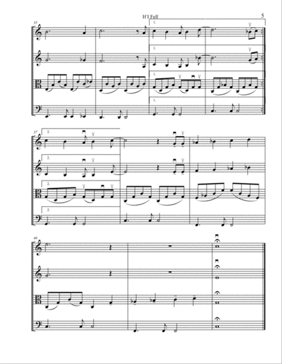If I Fell String Quartet scores gallery preview page 5
