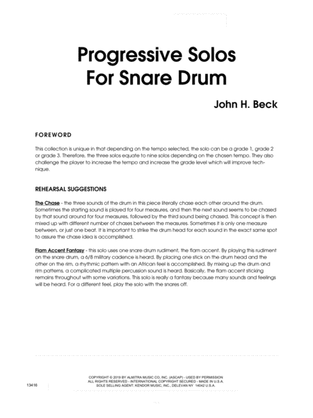 Progressive Solos For Snare Drum