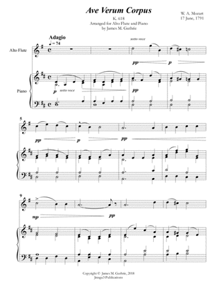 Mozart: Ave Verum Corpus for Alto Flute & Piano
