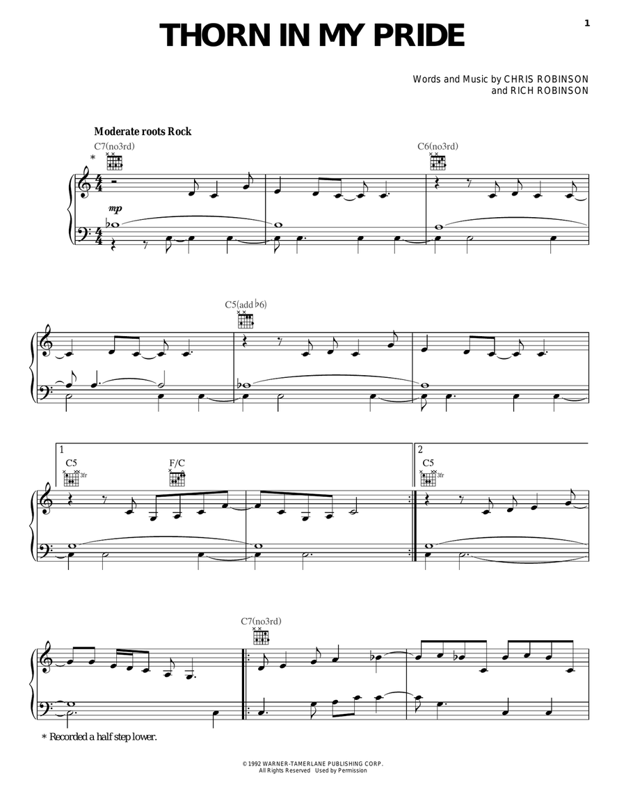 Thorn In My Pride Piano, Vocal, Guitar scores gallery preview page 1