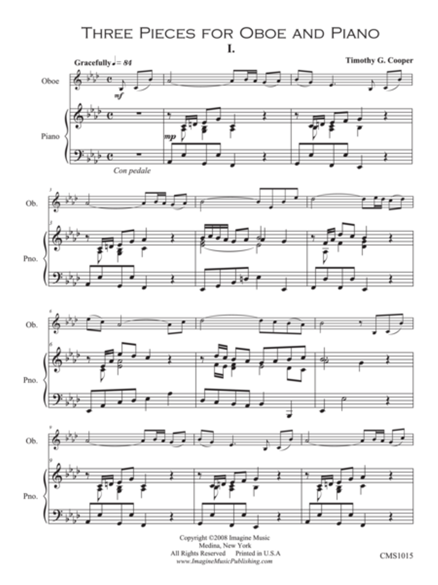 Three Pieces for Oboe and Piano Piano Accompaniment scores gallery preview page 2