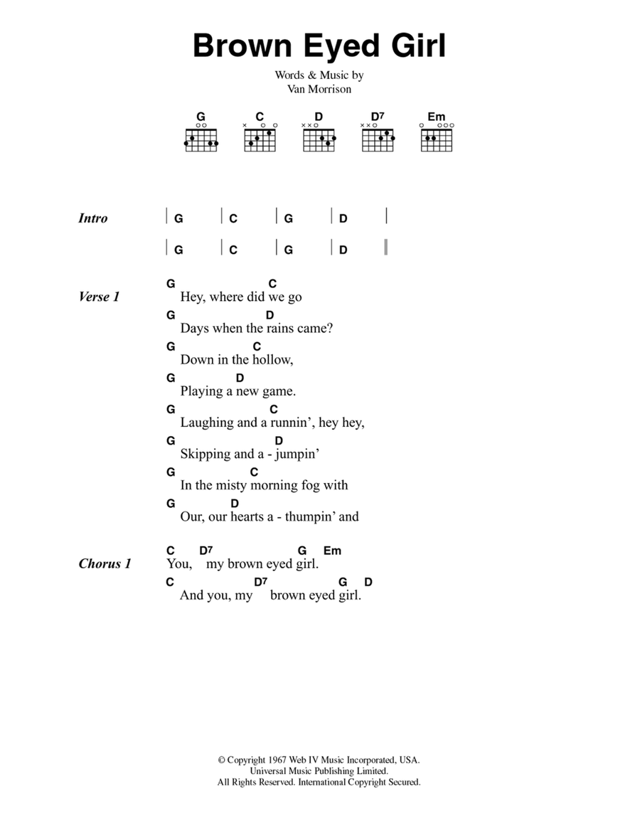 Brown Eyed Girl Guitar scores gallery preview page 1