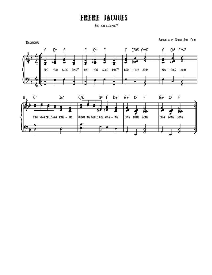 Frere Jacques Voice scores gallery preview page 1