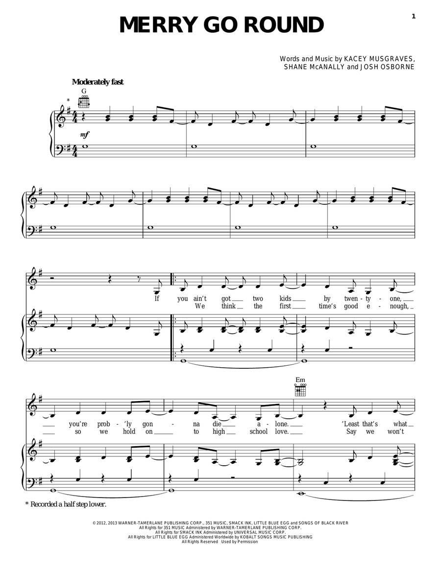 Merry Go Round Piano, Vocal, Guitar scores gallery preview page 1