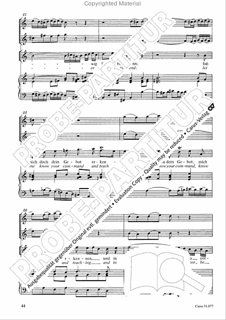 The Lord your God you shall now be loving (Du sollt Gott, deinen Herren, lieben) 4-Part scores gallery preview page 45