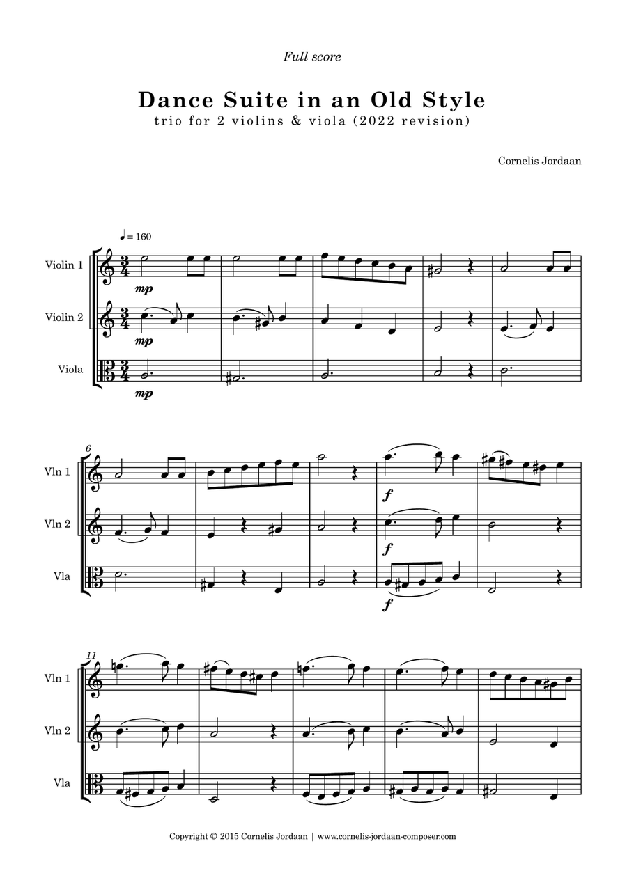 Dance Suite in an Old Style, for 2 violins & viola String Trio scores gallery preview page 2