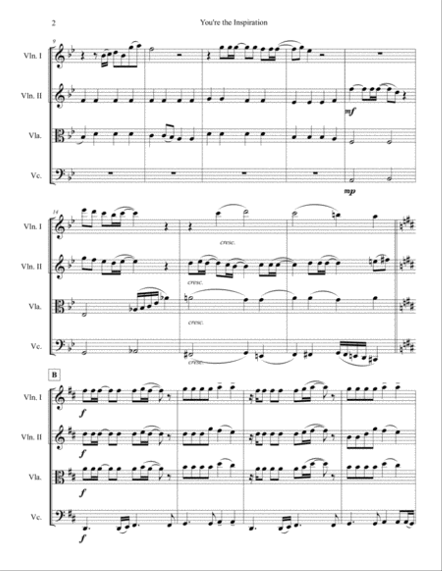 You're The Inspiration String Quartet scores gallery preview page 2