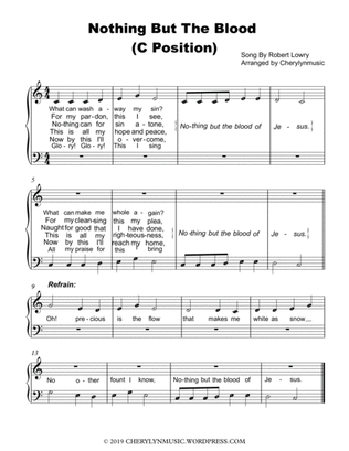 Nothing But The Blood of Jesus (Easy Piano) (C Position) (With Note Names)
