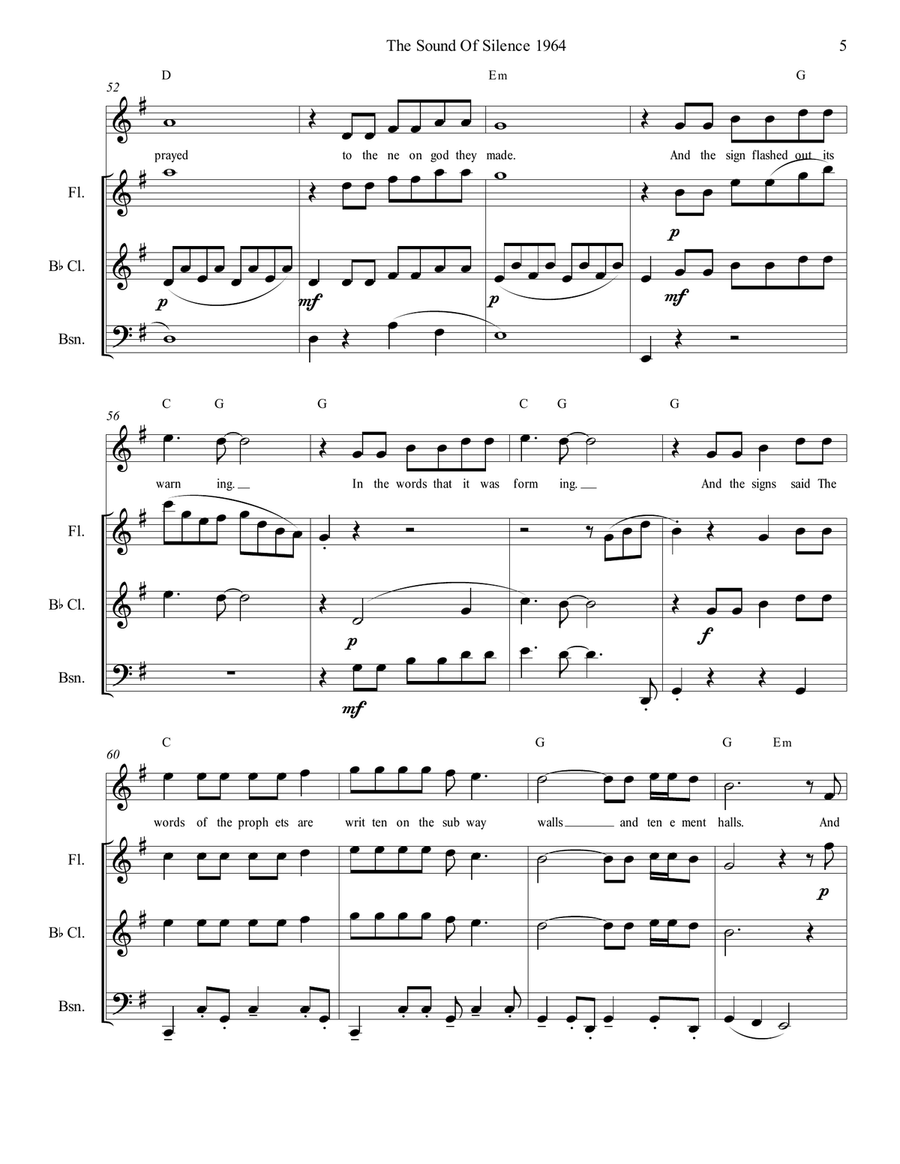 The Sound Of Silence Small Ensemble scores gallery preview page 5