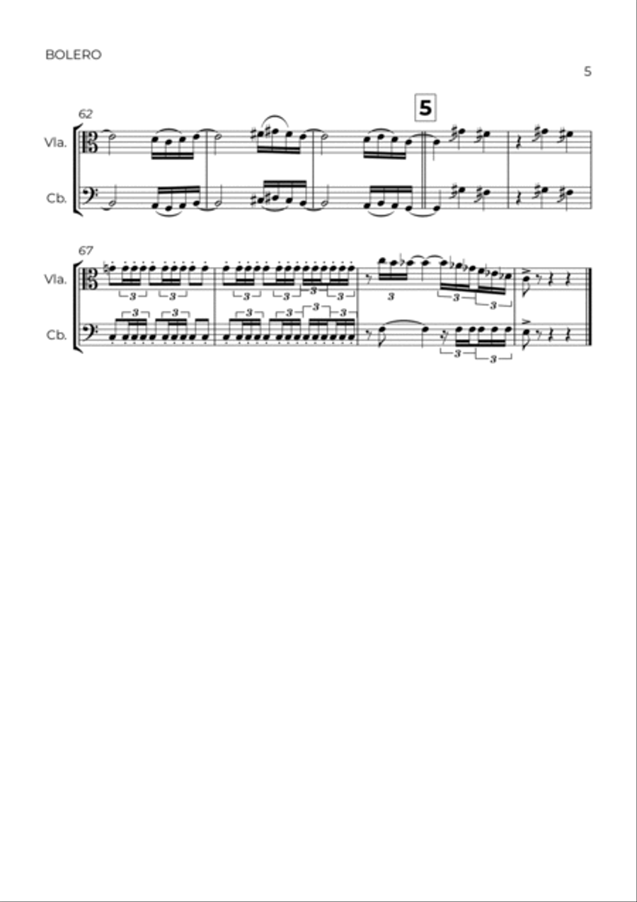 BOLERO - RAVEL - VIOLA & CONTRABASS String Duet scores gallery preview page 5