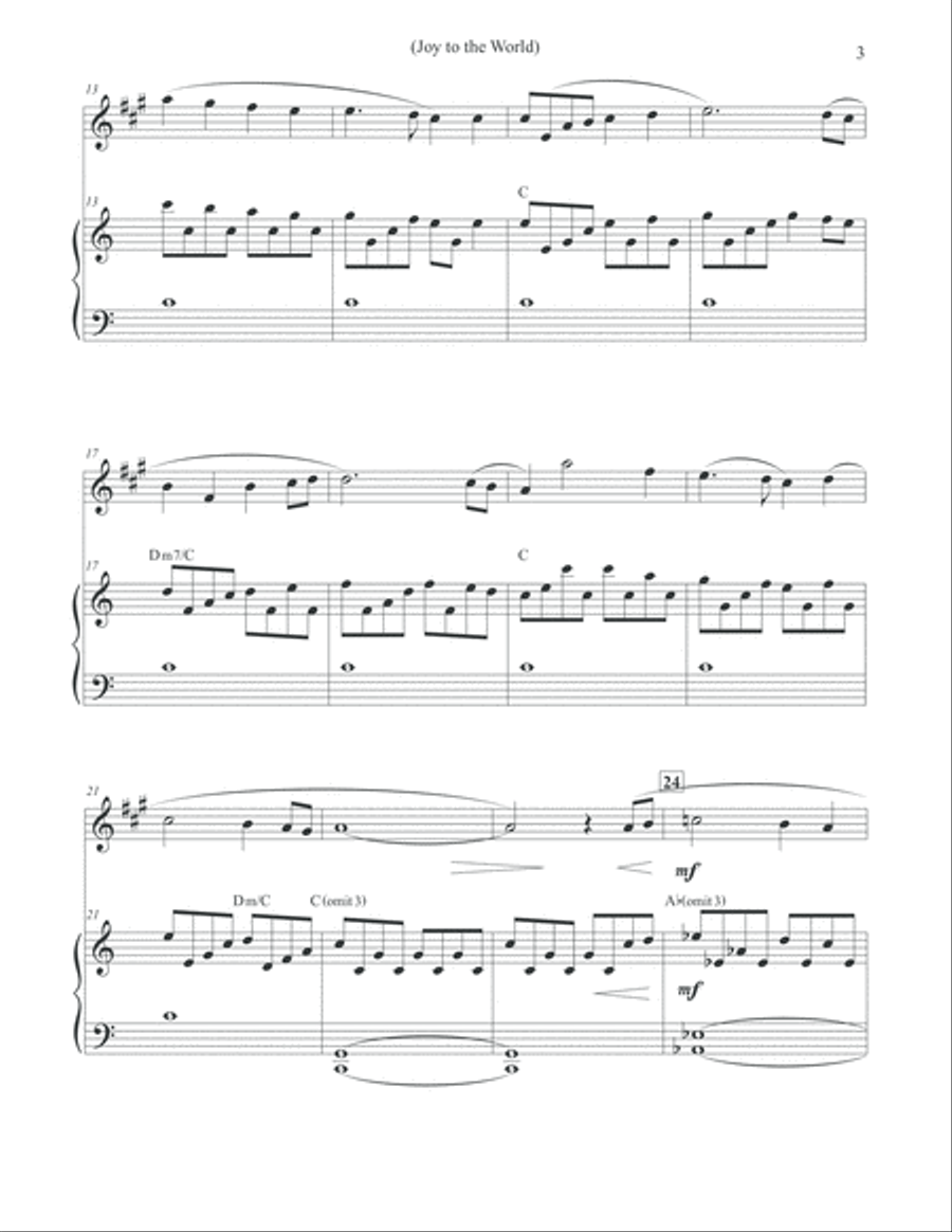 Joy to the World - Christmas Alto Sax Alto Saxophone scores gallery preview page 3