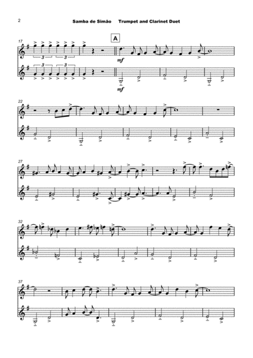 Samba de Simão, for Trumpet and Clarinet Duet